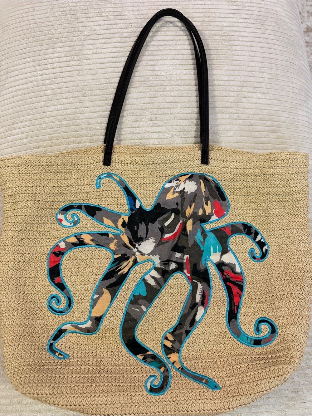 Vera Bradley Octopus woven straw tote / beach bag